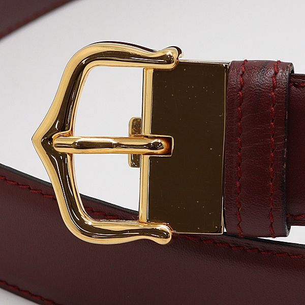 良品✨カルティエ ゴールド金具 レザー ベルト ボルドー 箱付き Cartier - カルティエ ベルト 箱付き ギャランティカード付き