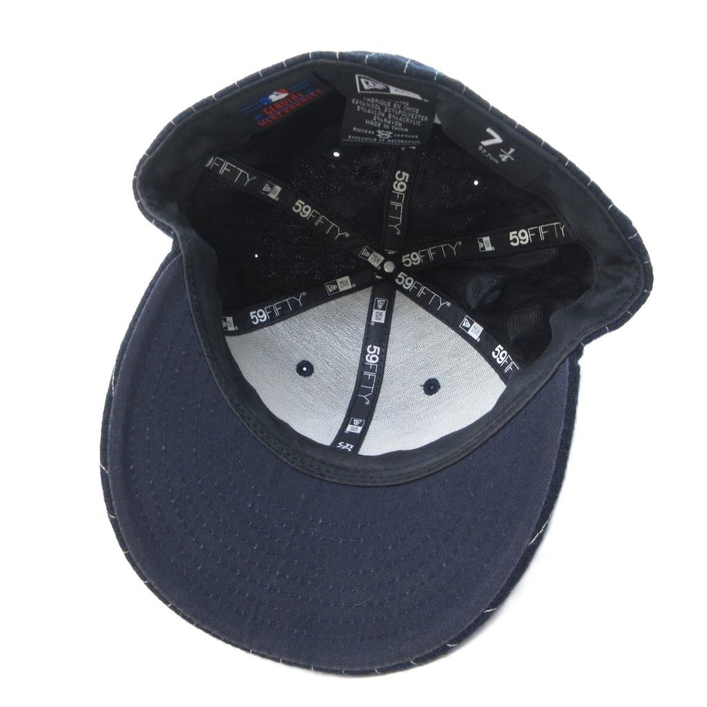 レア【ニューエラ×ヤンキース】ストライプ NY立体ロゴ キャップ 白×紺ネイビー レア【ニューエラ×ヤンキース】ストライプ NY立体ロゴ キャップ