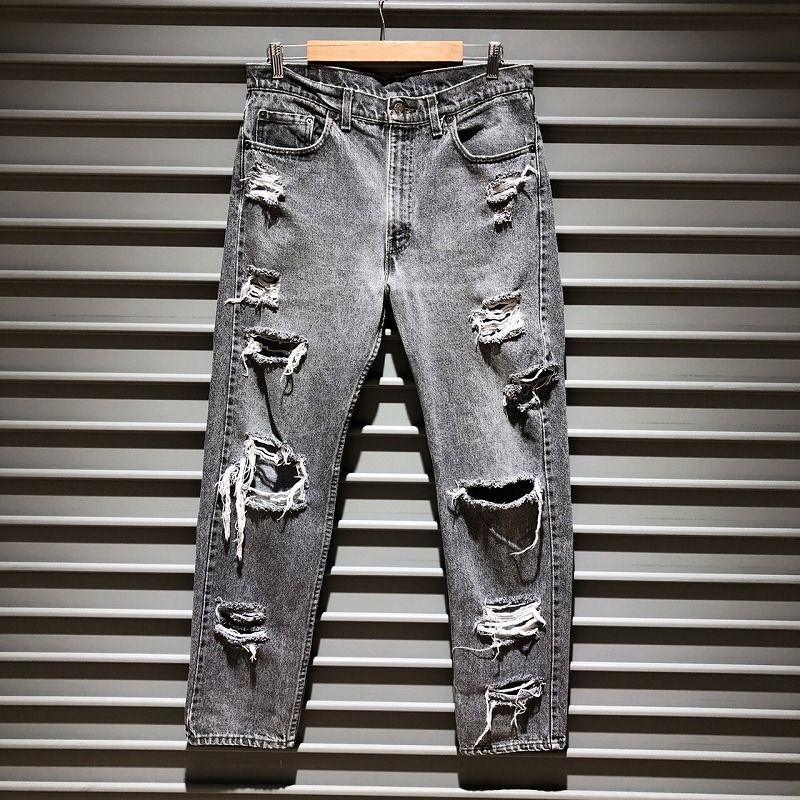 アメリカ製 リーバイス Levi's 505 ブラック デニムパンツ クラッシュ