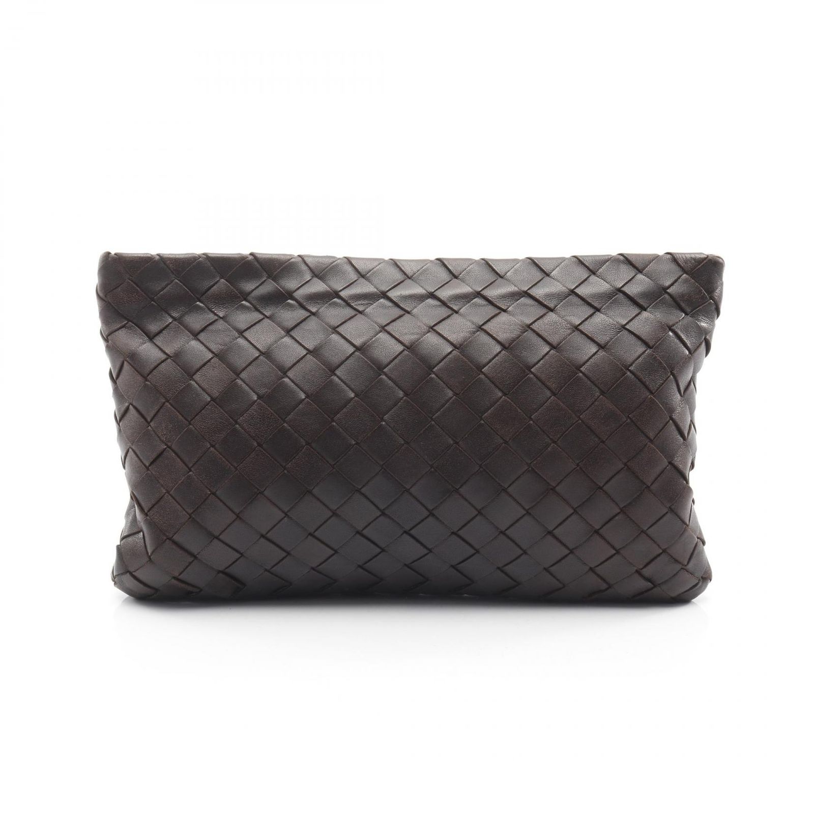 ボッテガヴェネタ BOTTEGA VENETA セカンドバッグ クラッチバッグ イントレチャート ダークブラウン レザー イントレチャート クラッチバッグ レディース Used B
