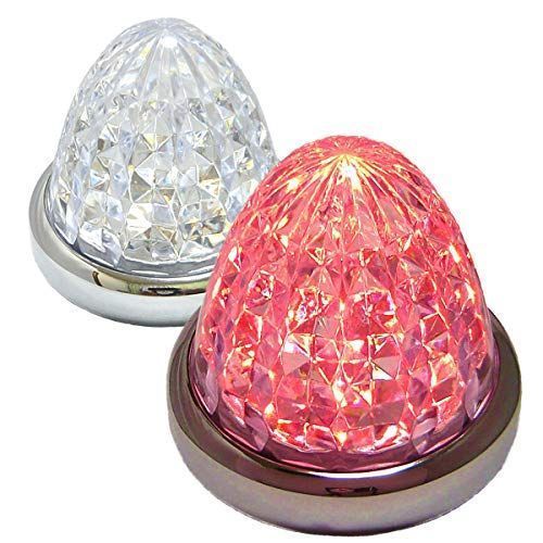 レッド Customize（カスタマイズ） 24V トラック用 LED マーカーランプ サイド マーカー 8面クリスタルカット仕様 16LED 汎用 2個 セット ブルー/イエロー/レッド/ホワイト 各色 (レッド)