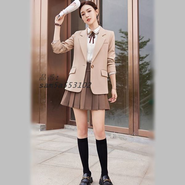 大きいサイズ スーツ フォーマル OL 卒業式 入学式 セール 5L 4L 学生風ジャケット&プリーツミニスカートのレディーススーツ2点セット 2L 3L サイズ 通学 am5a553102