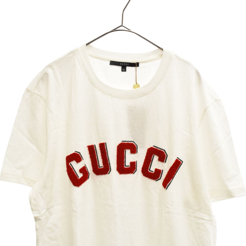 GUCCI (グッチ) ロゴ刺繍 Tシャツ カットソー 半袖 ホワイト GUCCI (グッチ) ロゴ刺繍 Tシャツ カットソー 半袖 ホワイト