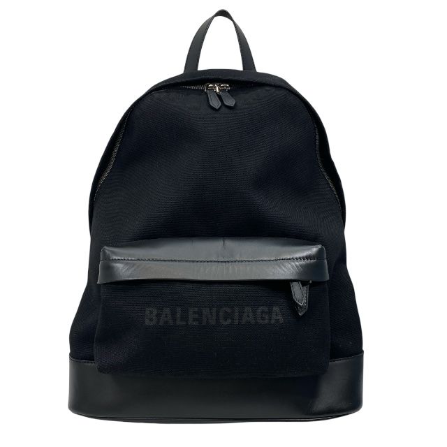 バレンシアガ 392007 エクスプローラー バックパック リュックサック ロゴ キャンバス レザー ブラック BALENCIAGA