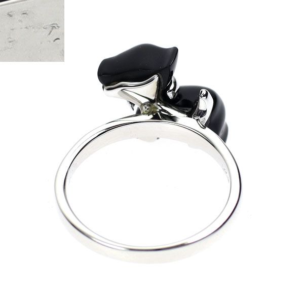 ポンテヴェキオ K18WG オニキス ダイヤモンド リング D0.02ct 犬 犬