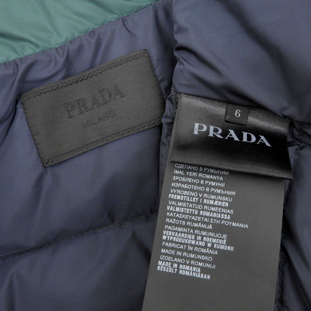 美品 プラダ PRADA 現行黒タグ ダウンジャケット メンズ レディース 6Y キッズ フード収納 110‐120㎝ 男の子 女の子