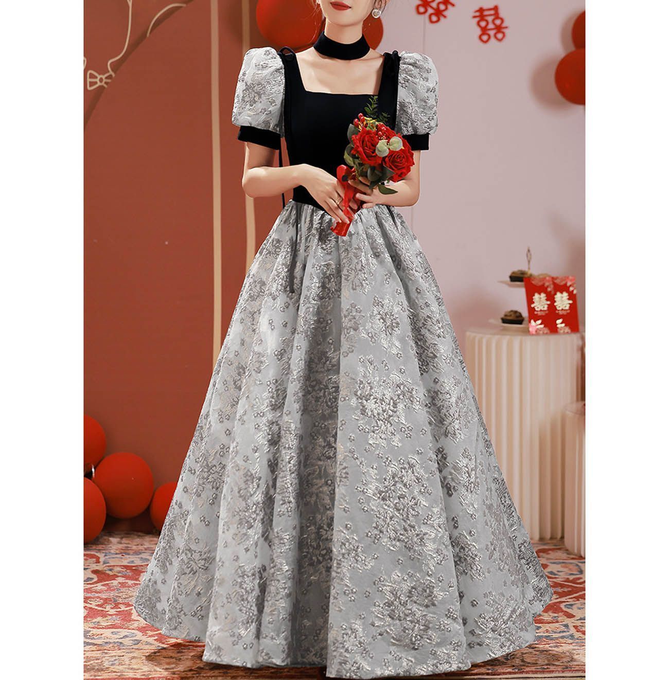 えり ANDRESD ジャガードドレス 黒 パーティードレス 楽天市場