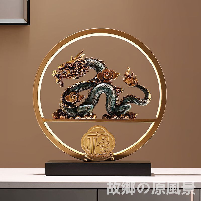 輝く昇龍オブジェ 藍龍 彫像 ライト USB電源  ギフトボックス 開運 招福 幸運 財運 仕事運 運気 アップ 風水 エネルギー 引き寄せ 縁起 オフィス リビング 玄関 インテリア 置物 飾り レジン 合