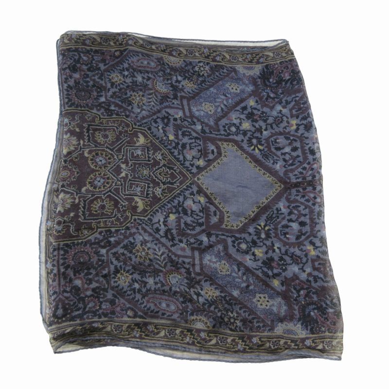 エトロ ETRO ペイズリー柄 スカーフ ストール シアー シルク 紫