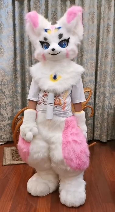 ファースーツ 着ぐるみセット NO.167 キツネ ピンク ケモノ