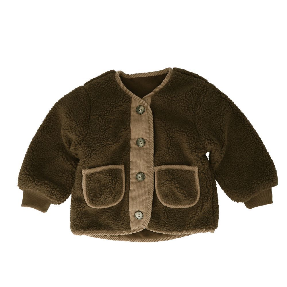 ブラウン  80cm  ボアジャケット 女の子 可愛い coat22 ボアジャケット 子供 裏起毛 もこもこ 女の子 ボア ジャケット あったかい かわいい 秋 冬 キッズ 子供服 親子お揃い こども 子ども 韓国 