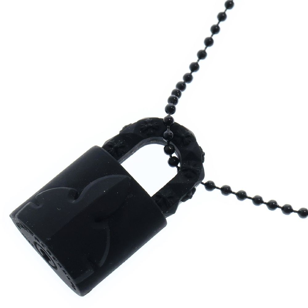 CHROME HEARTS (クロムハーツ) PADLOCK FLERKNEE SLCN パドロックフレアニー ラバーネックレス ブラック