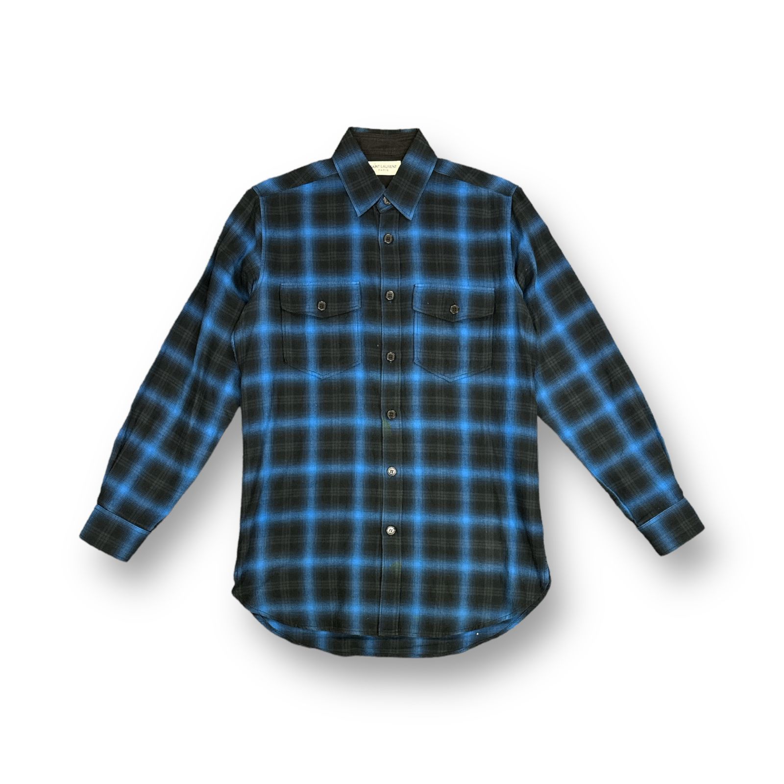 国内正規 SAINT LAURENT PARIS 16AW Check Shirt チェックシャツ エディ期 サンローラン 392945 ブルー S  71103A6 - メルカリ