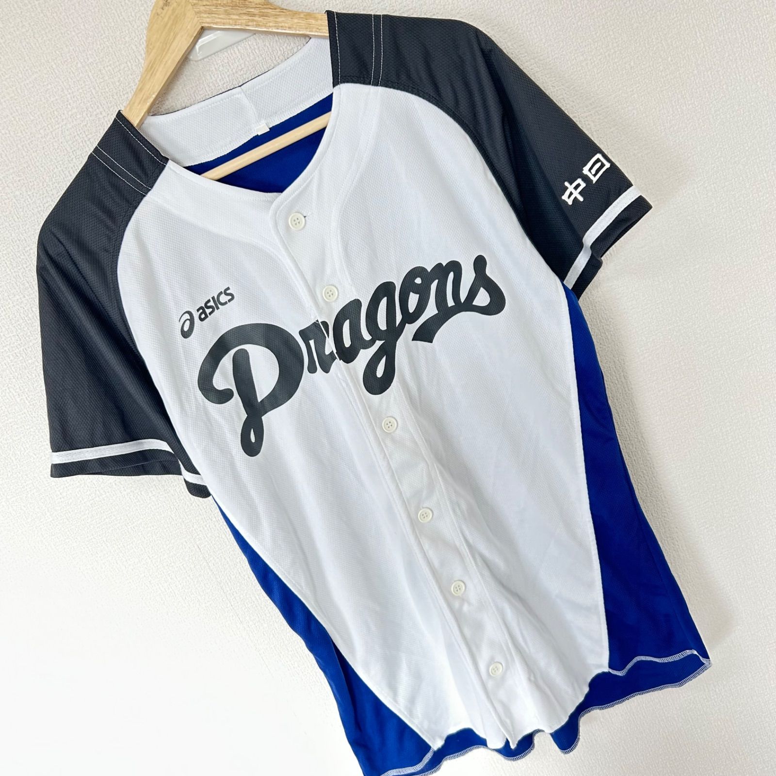 w^)b asics アシックス 中日ドラゴンズ Dragons ベースボールシャツ 中