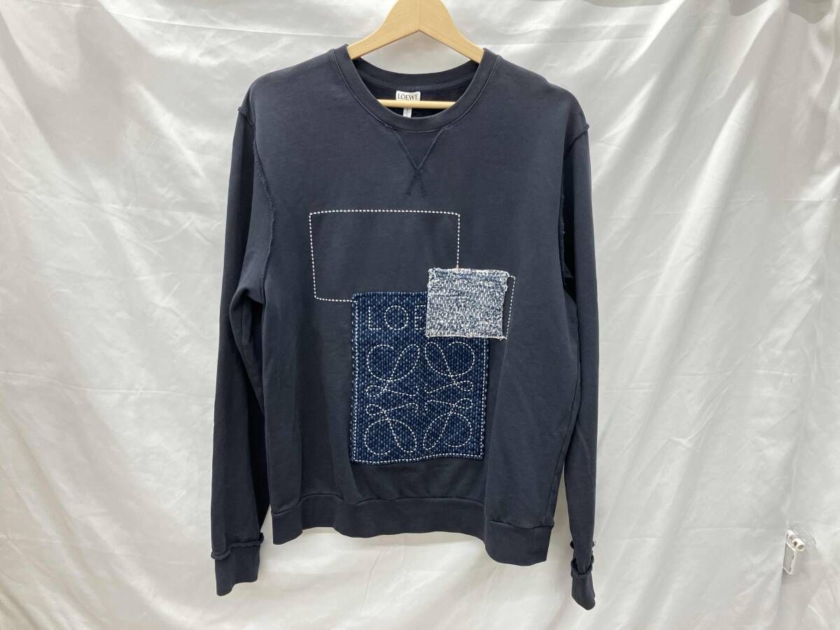 LOEVEロエベ|スウェット|ネイビー パッチワーク |S|