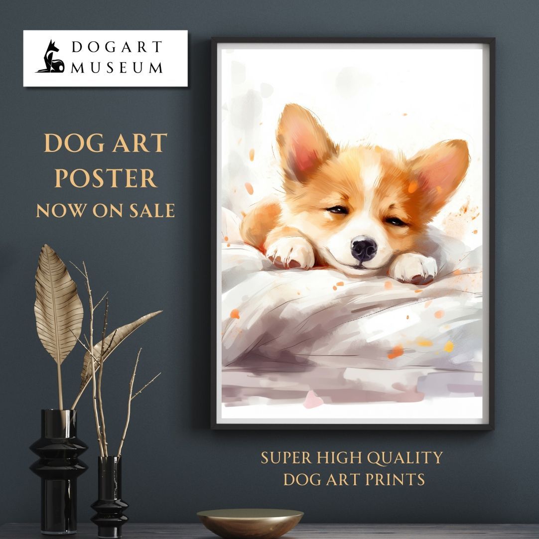 夢心地 - ウェルシュコーギー犬の子犬 No.3】風水画 開運 アート