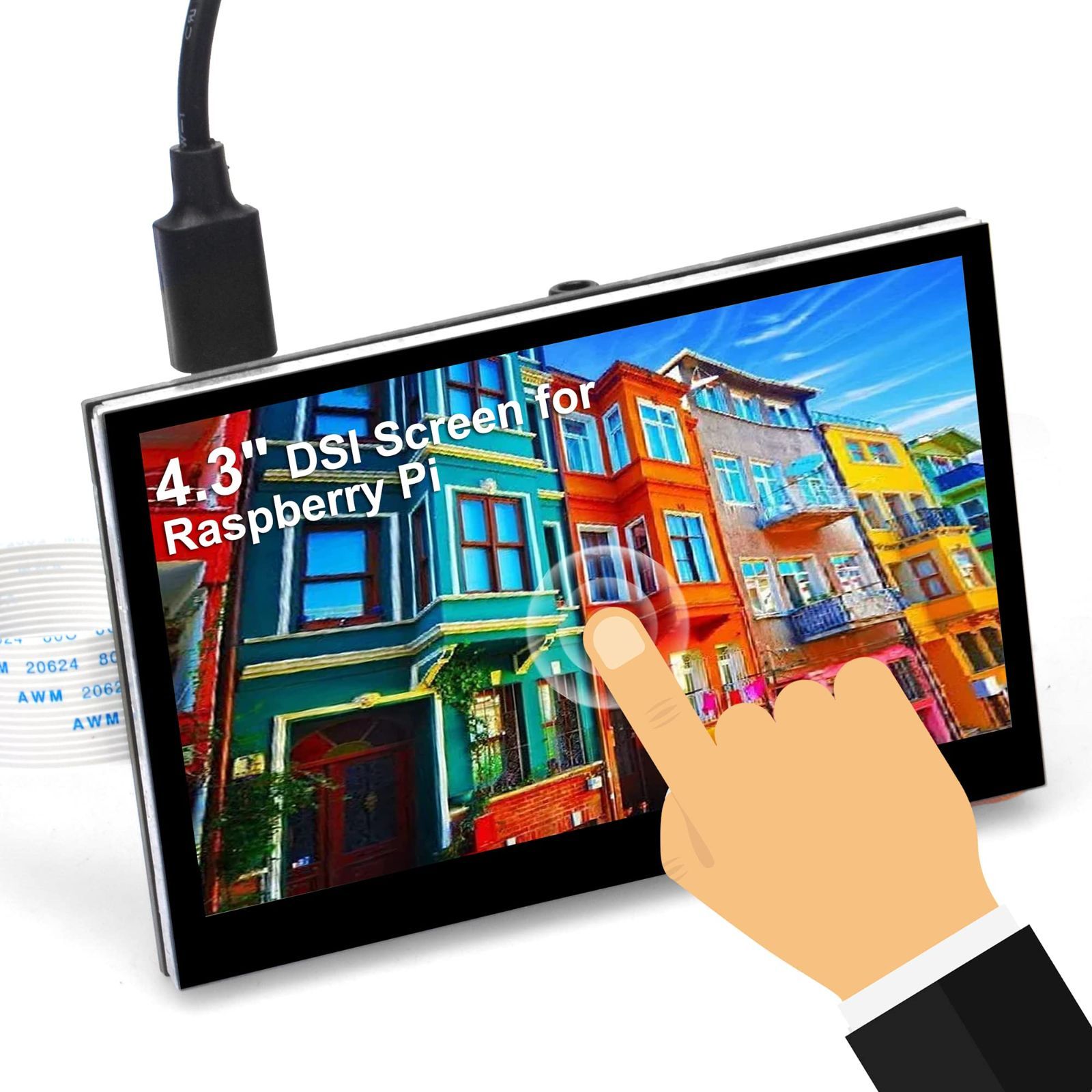OSOYOO 4.3インチTFT タッチスクリーン DSIコネクタ LCDディスプレイモニター 800×480解像度 ラズベリーパイ2 3 3B raspberry pi 4 用 日本語説明書付き
