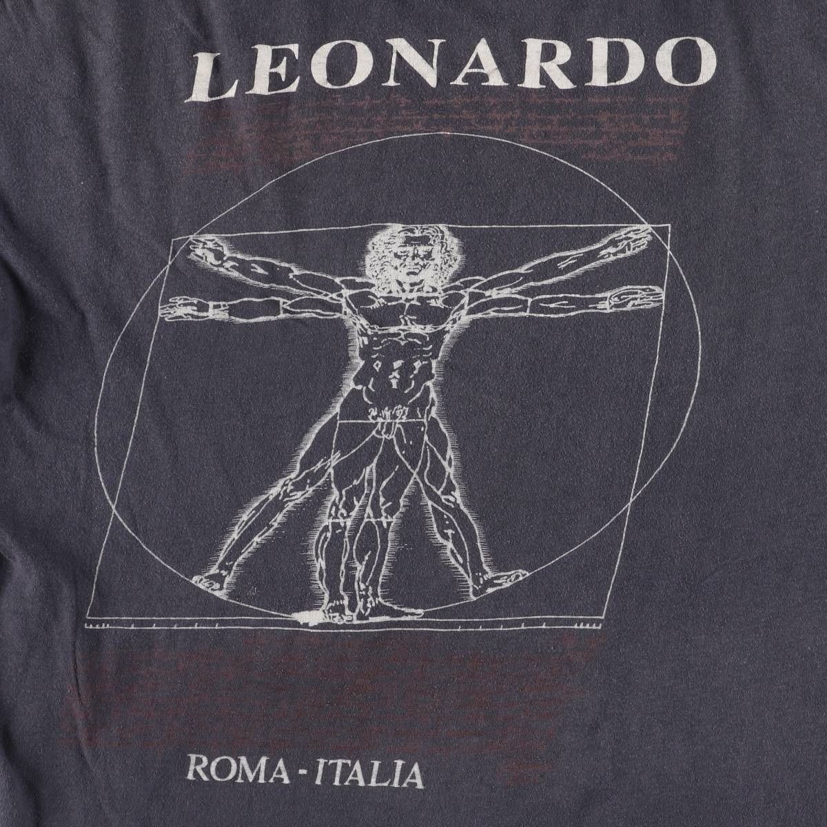 古着 レオナルドダヴィンチ ウィトルウィウス的人体図 アートTシャツ
