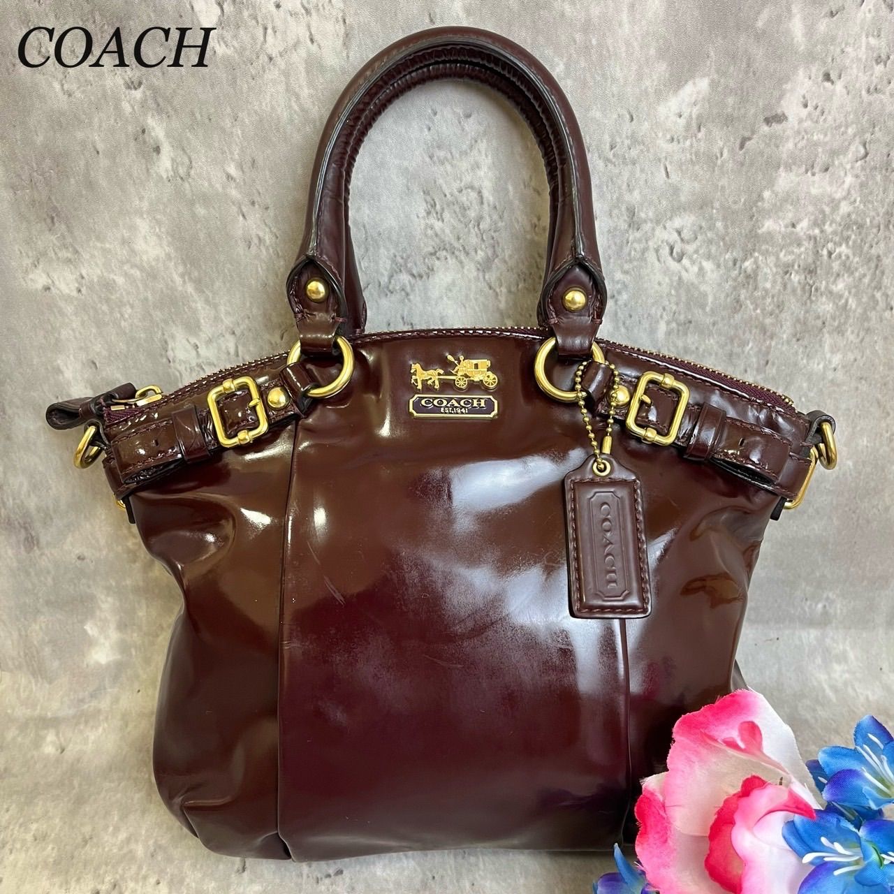 ✨良品✨ COACH コーチ トートバッグ ハンドバッグ 馬車金具 バックル