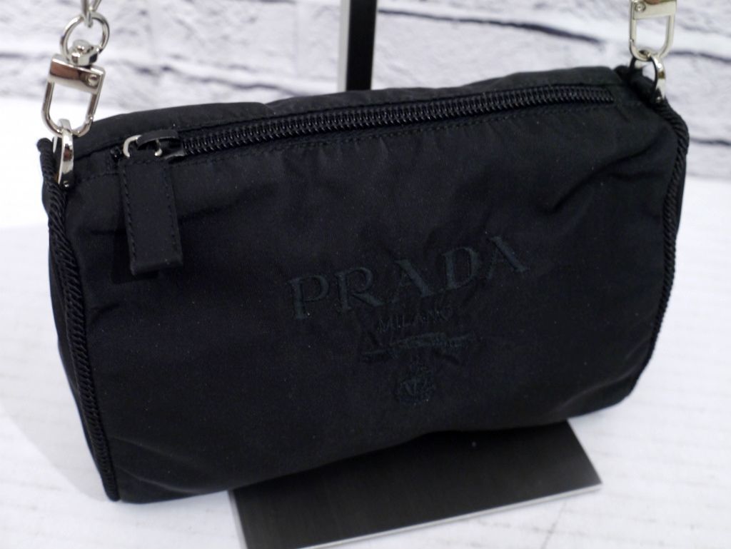 美品 プラダ テスートナイロン カメラバッグ ショルダー クロスボディ ブラック PRADA プラダ ショルダーバッグ 2VH113 2DMH ナイロン クロス