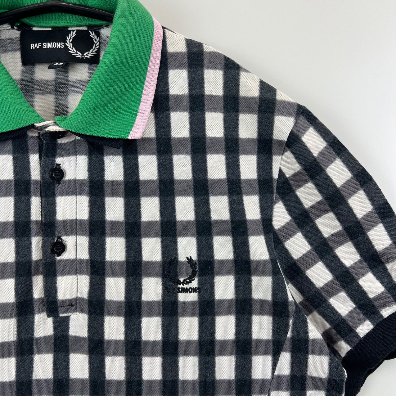 fredperry × RAF SIMONS ポロシャツ 44 Raf Simons X Fred Perry Striped Button Polo Shirt White