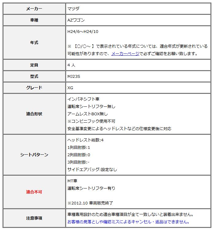 Clazzio クラッツィオ シートカバー DIA ダイヤ AZワゴン MJ23S H24 6～H24 10 ES-0634