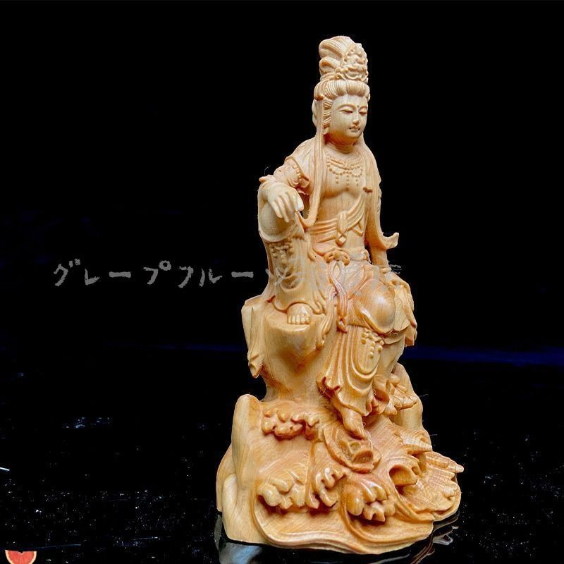 大型 観音菩薩 木彫　仏像 彫刻　開運　風水　置物　縁起物　インテリア　春山作 大型 観音菩薩 木彫 仏像 彫刻 開運 風水 置物 縁起物