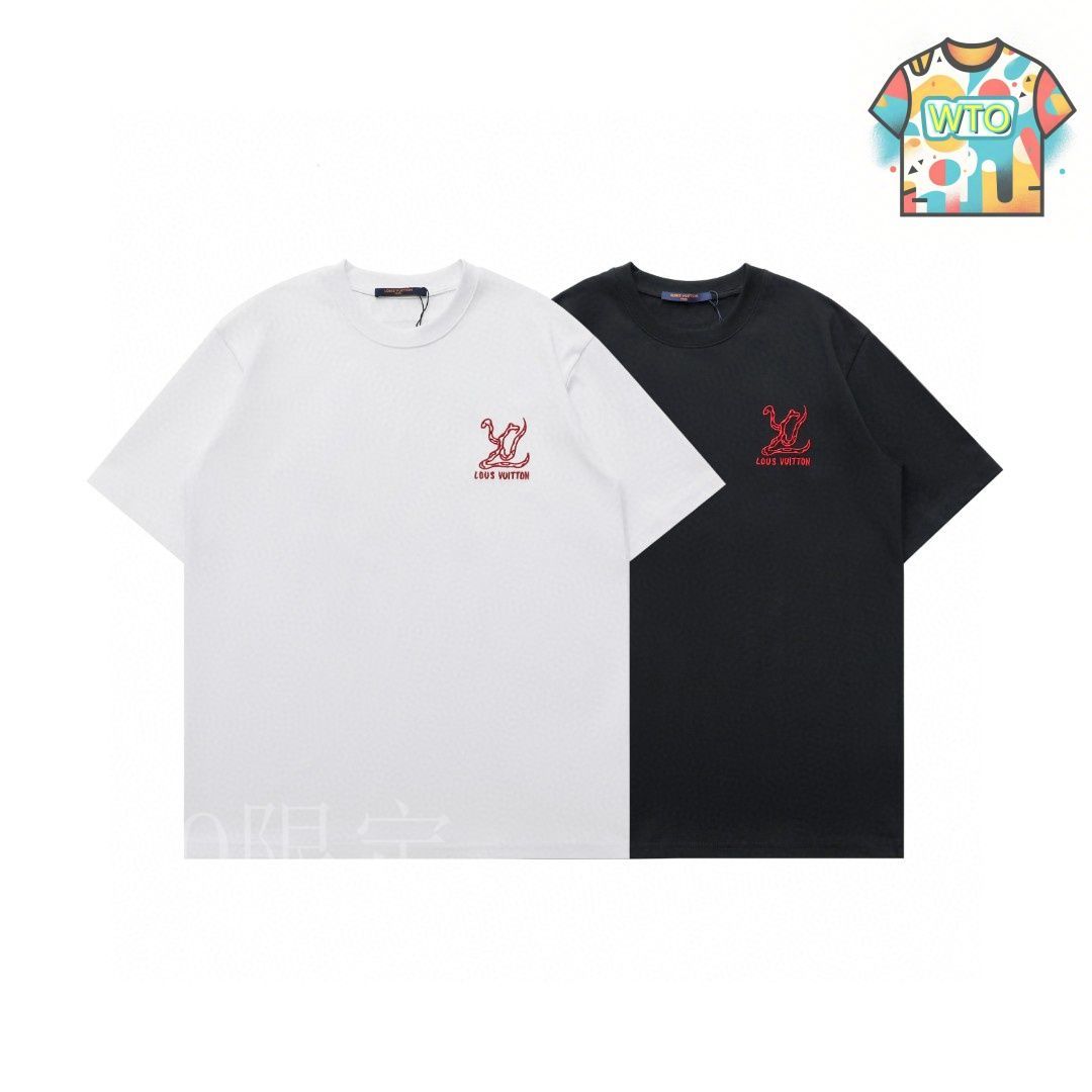 今日特価】Louis Vuitton 前後大刺繍ロゴ 丸首半袖 T ルイ