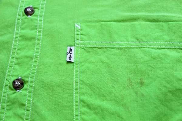 90s イタリア製 Levi'sリーバイス コットンシャツ 蛍光グリーン XL★ユーロ ヨーロッパ オールド ビンテージ ネオンカラー ビッグサイズ100%COTTONサイズ表記