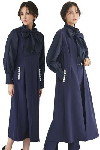 Size S_Color ネイビー NE ルイ ルエ ブティック パール モチーフ 2way ジレ ワンピース ドレス レディース ミセス ママ フォーマル カジュアル ジャンパースカート シンプル ロング 大きいサイズ 式 セレモニー 入学式 卒業式