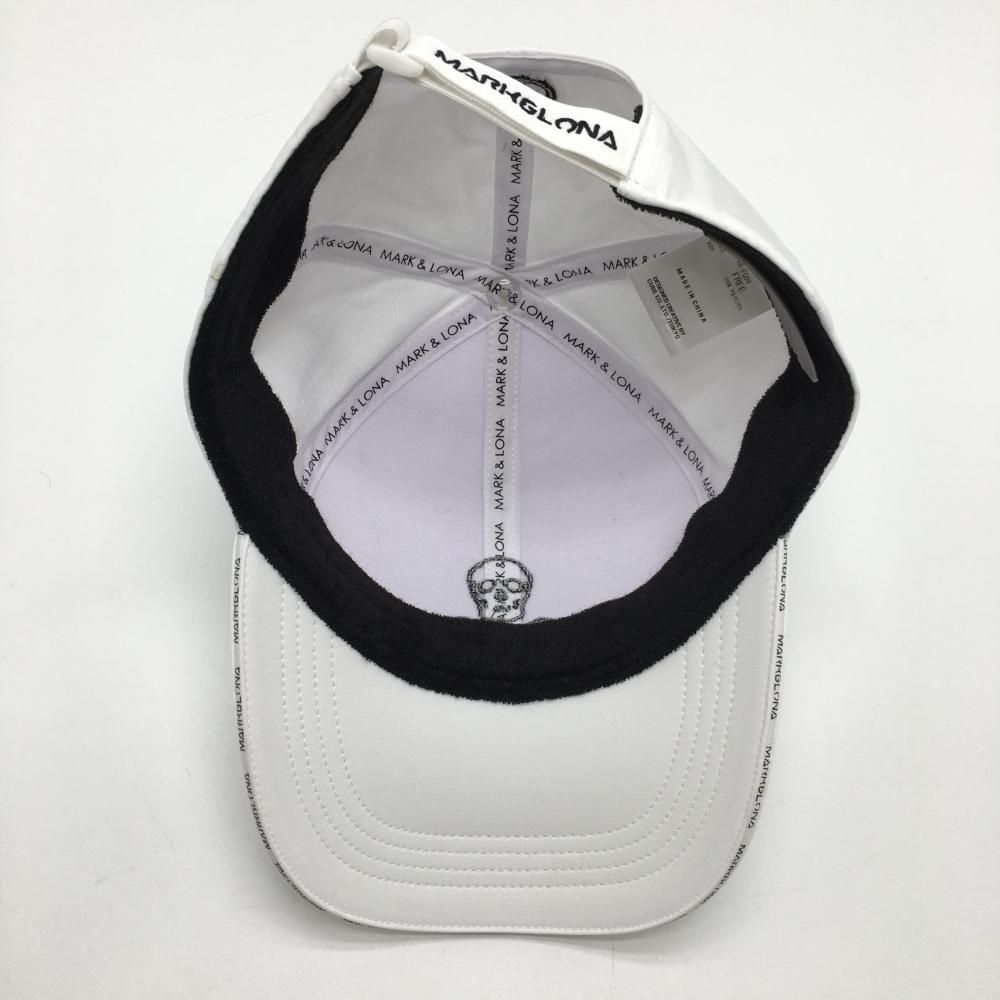 超美品】マークアンドロナ キャップ 白 スカル刺しゅう T-LINE