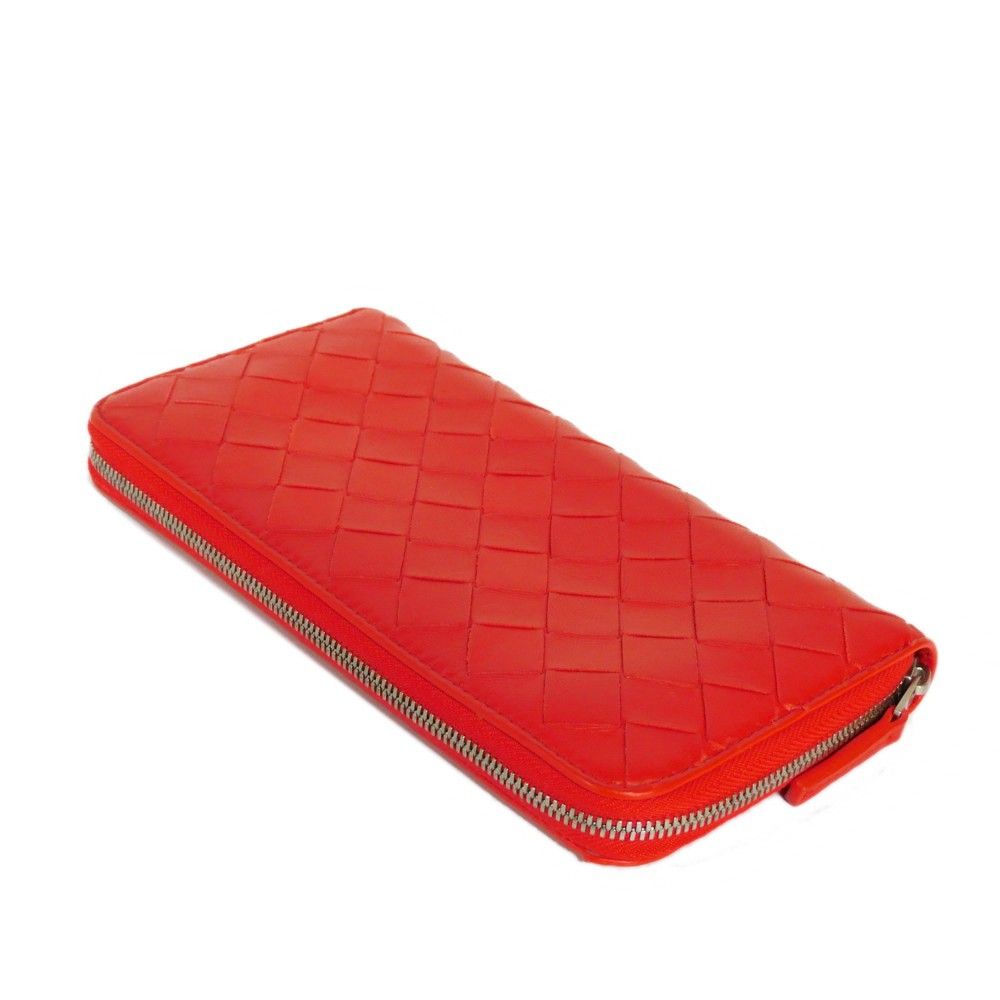 ボッテガヴェネタ ジップアラウンドウォレット ブライトレッド ローザ  