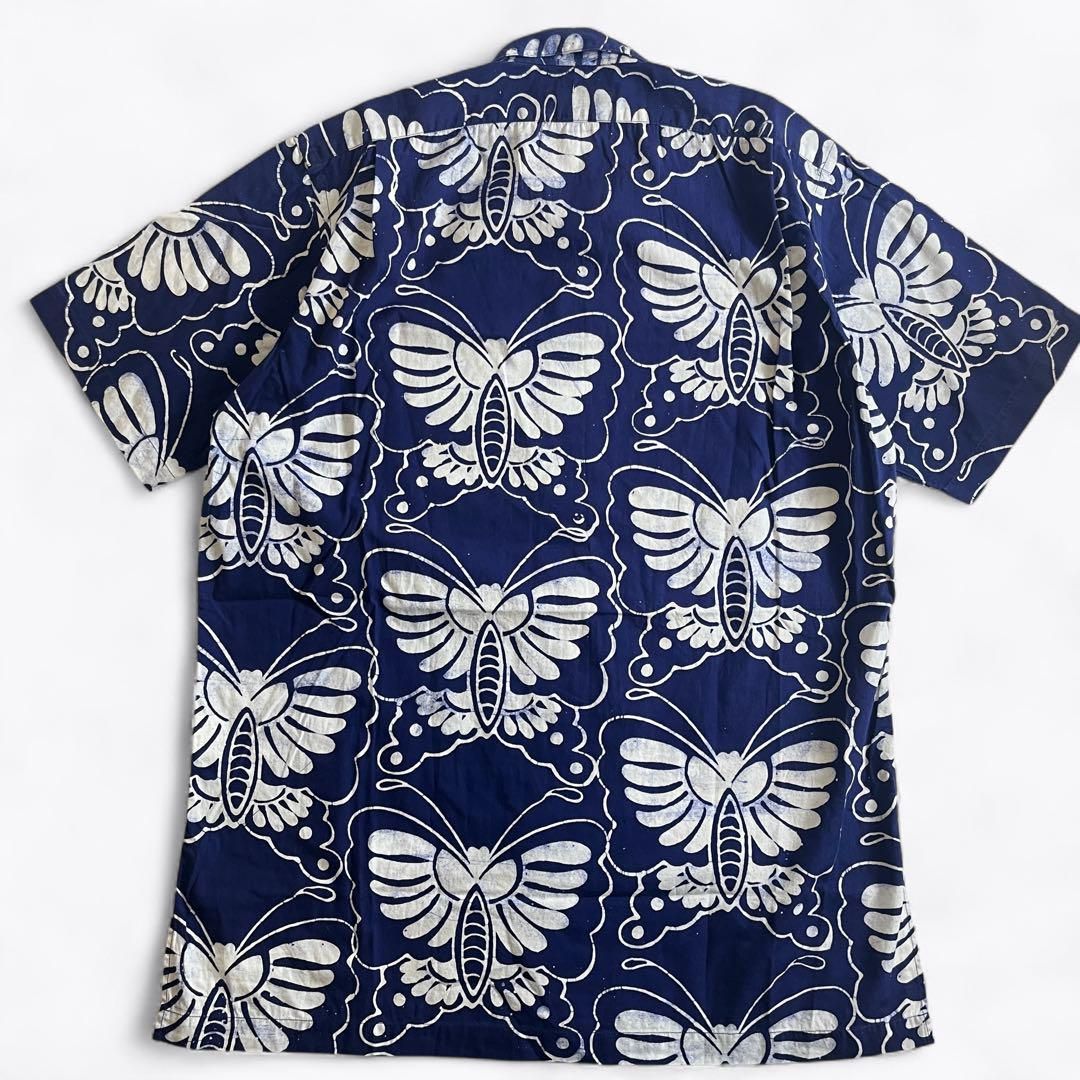 90s POLO RALPH LAUREN 蝶 オープンカラーシャツ ネイビー 2000000016337