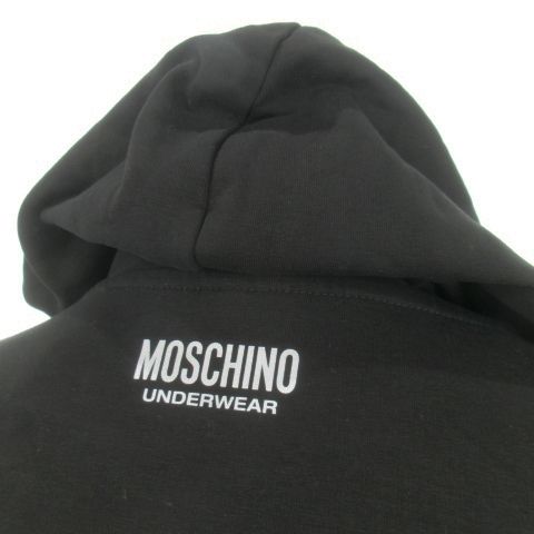 希少　モスキーノ　ロゴパーカー　サイドロゴ　ロゴライン　ブラック　Lサイズ モスキーノ MOSCHINO UNDERWEAR プルパーカー スウェット 長袖