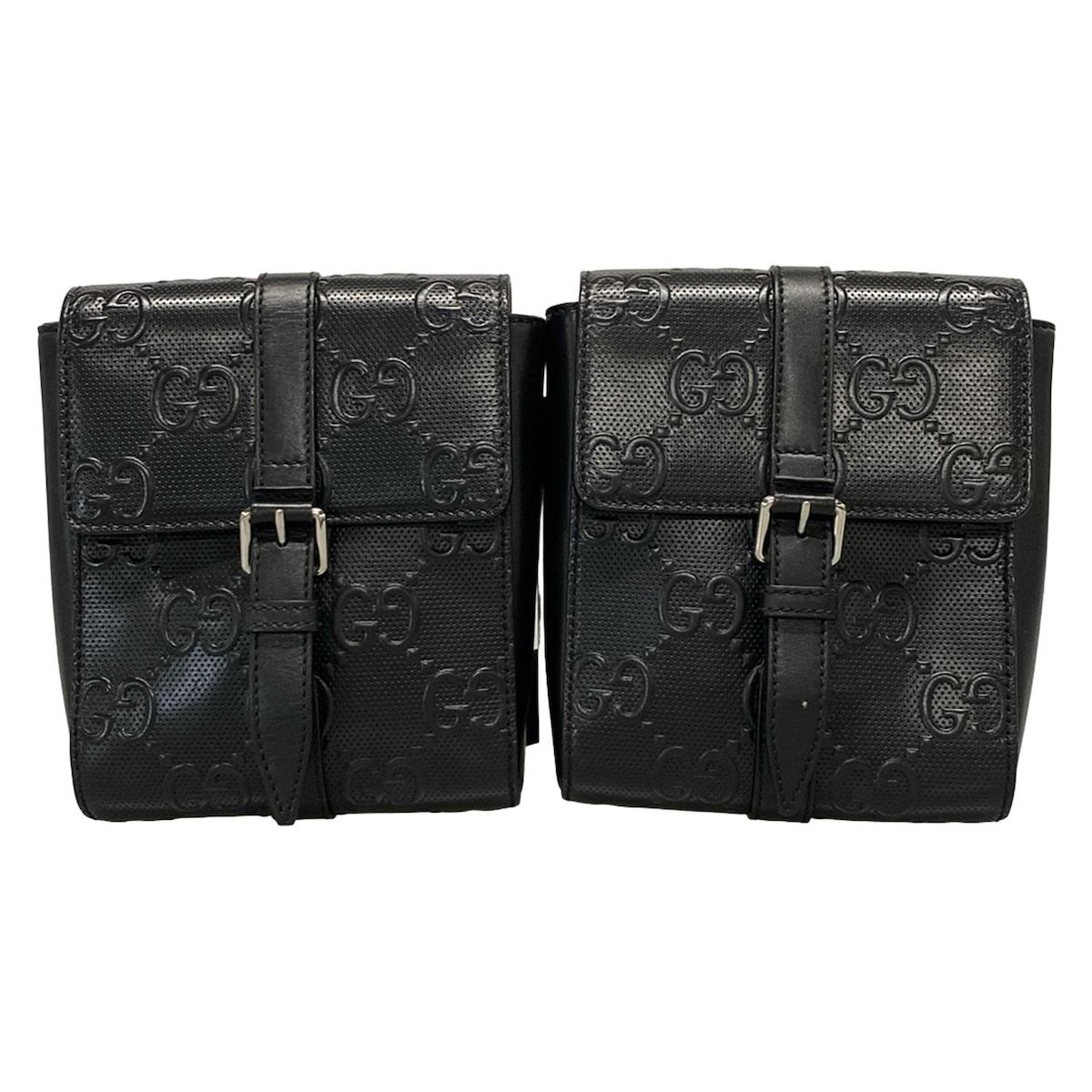 GUCCI グッチ ウエストポーチ GGエンボス 631339 黒 Wポーチ レザー