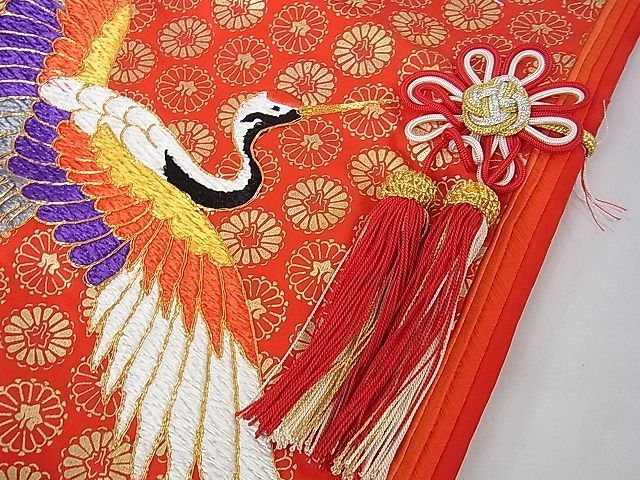 平和屋2■極上　七五三　女の子　7歳　祝儀　十二単風　駒刺繍　飛鶴松文　金銀糸　逸品　DZAA1584kh4