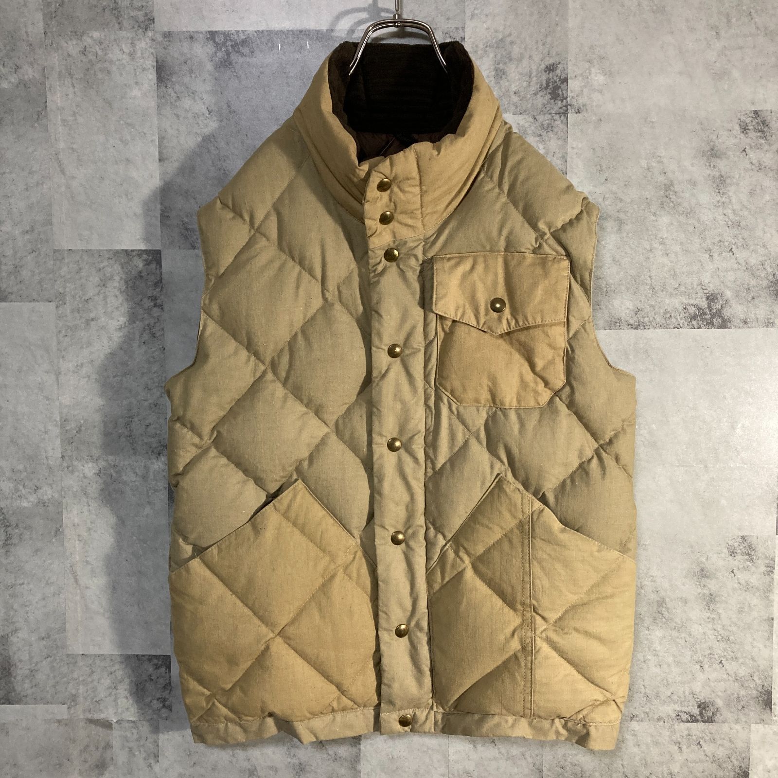 Crescent Down Works クレセントダウンワークス ダウンベスト カーキ M 別注 ヴィンテージ ファブリック TALONジップ