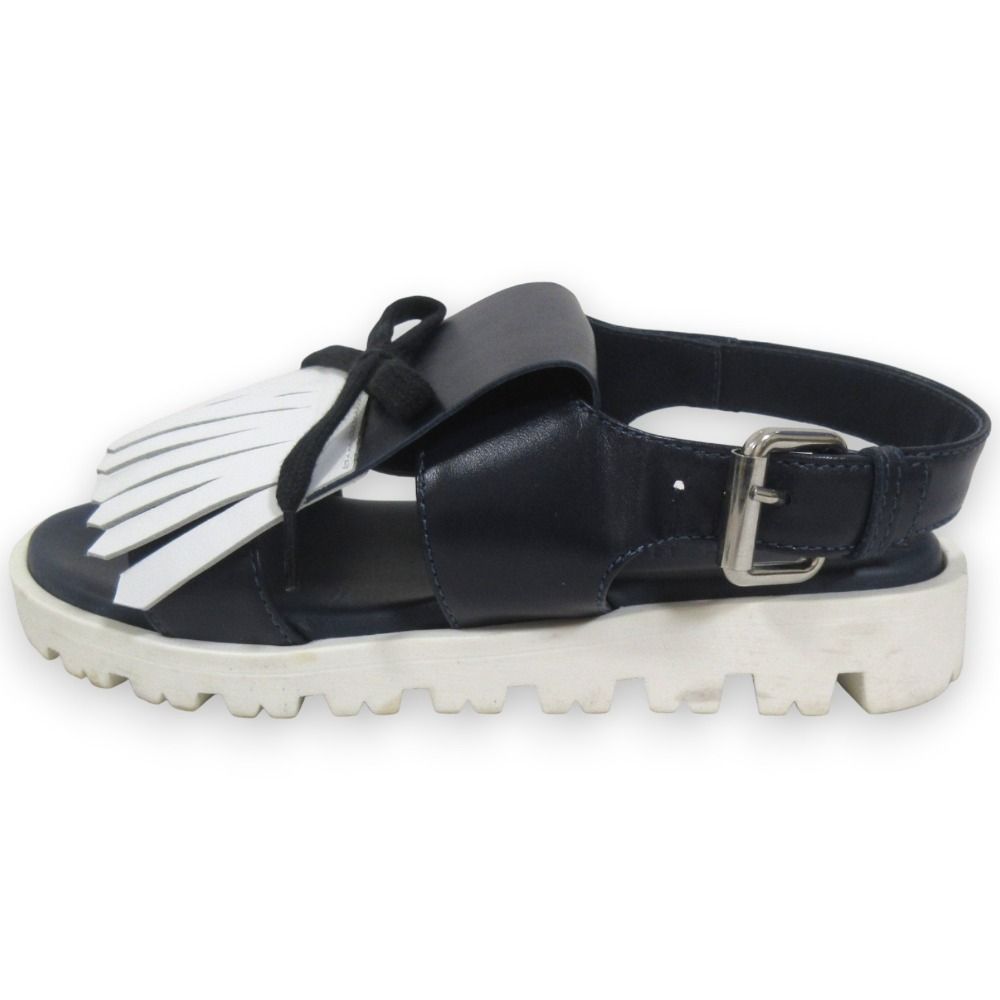 美品 MARNI マルニ レザー フリンジ リボン アンクルストラップ