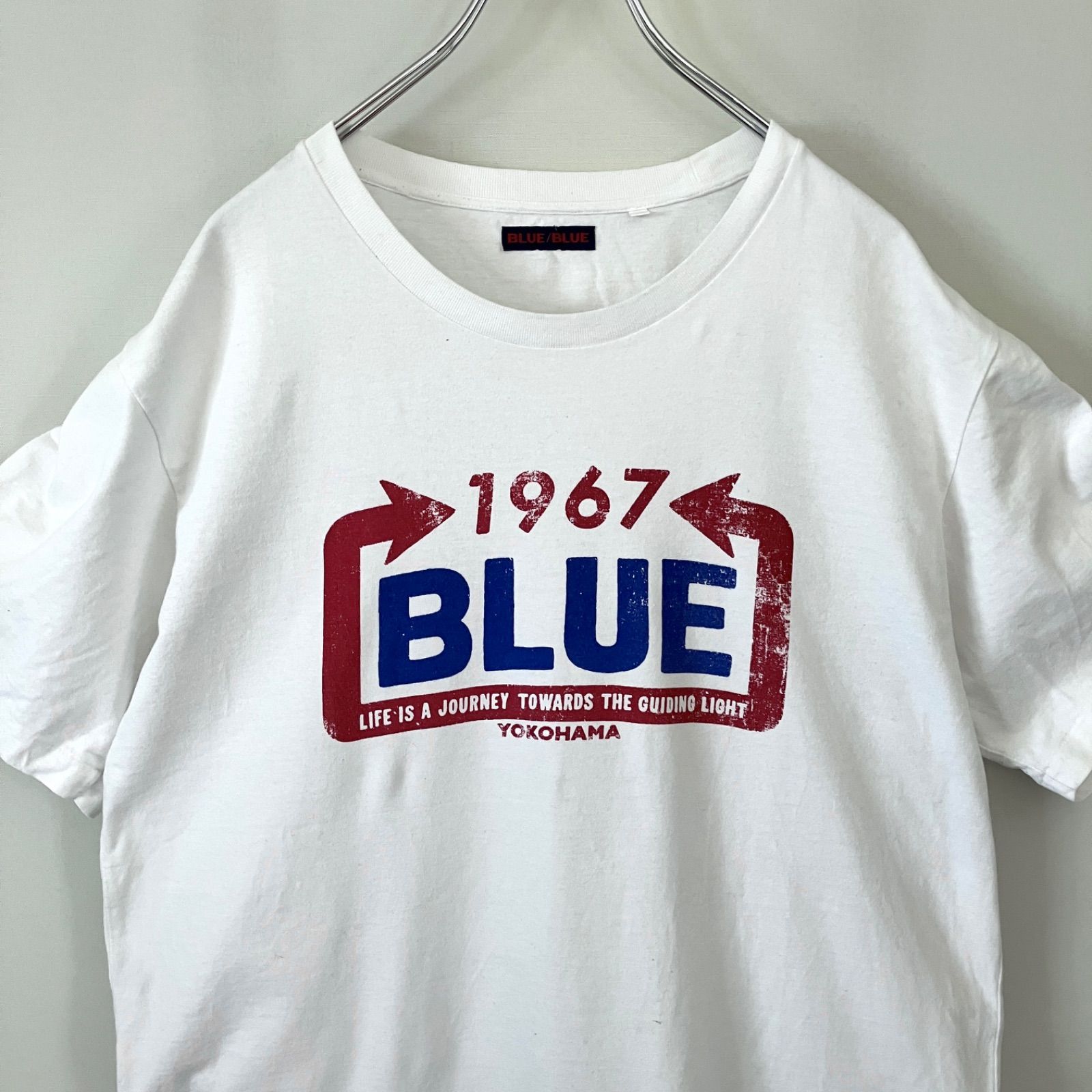 BLUE/BLUE ブルーブルー/聖林公司☆1967/横浜ロゴTシャツ/白TEE