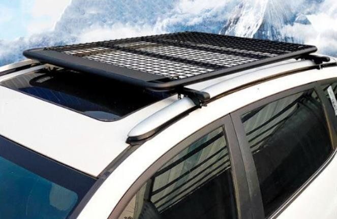 実用 ルーフキャリア ルーフラック フラット マンガン鋼製 取り付け部品付き スクエアバー対応 長さ1.4×幅0.98m 最大積載150kg