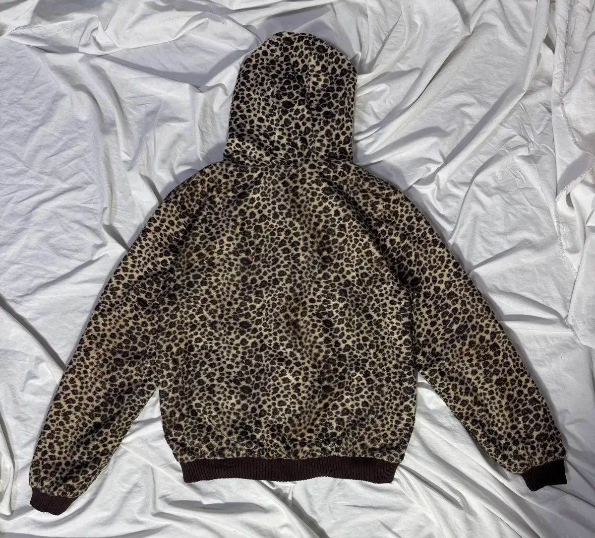 ヴィンテージ レオパード ファー ジップアップパーカー フード付き