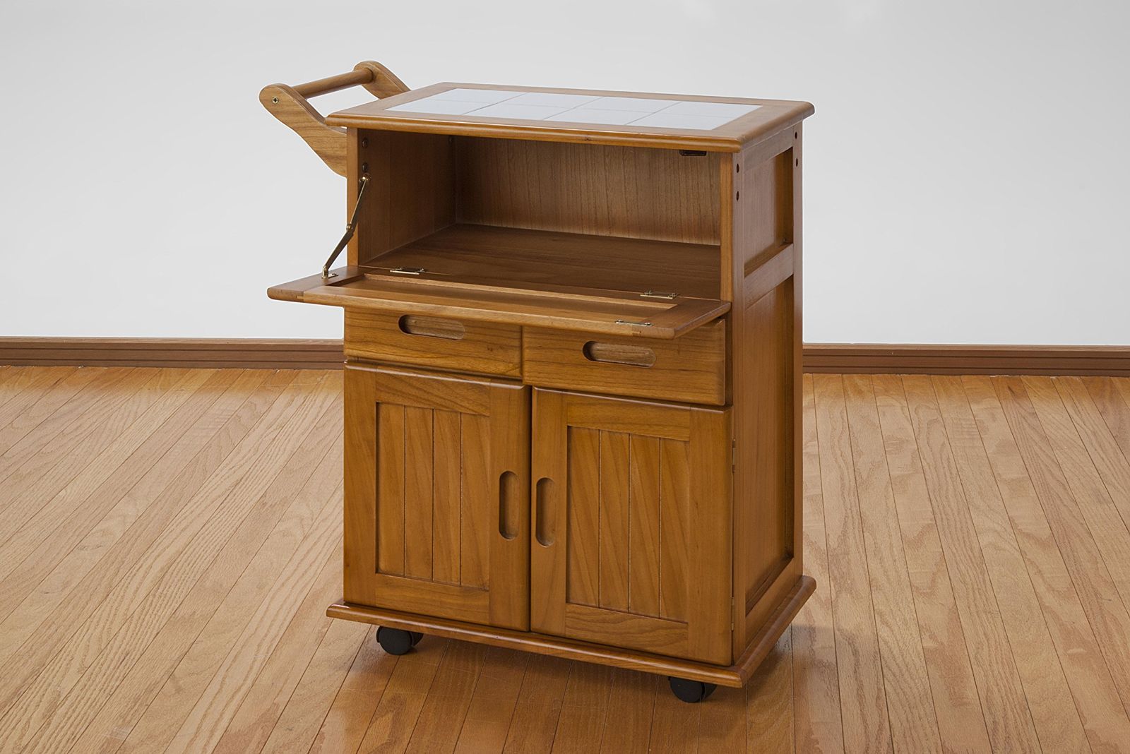 フラップ式 桐 キッチン 72cm x ワゴン x 30cm 収納 60cm タイル 天板 ラック 木製 ナチュラル キャスター付きワゴン キャスター付き キッチンワゴン キャスター付きラック Sangyo 大竹産業 Otake