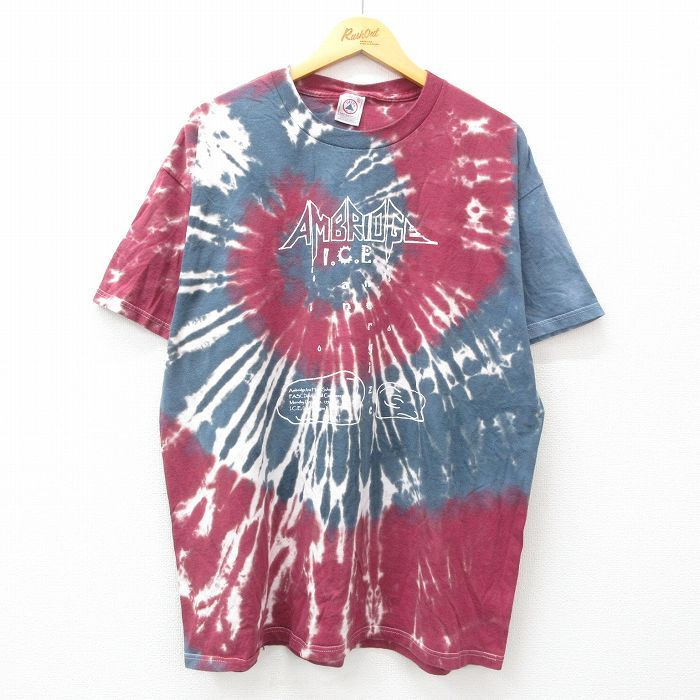 XL/古着 半袖 ビンテージ Tシャツ メンズ 90s アンブリッジ 大きいサイズ コットン クルーネック エンジ他 タイダイ 24feb23 中古