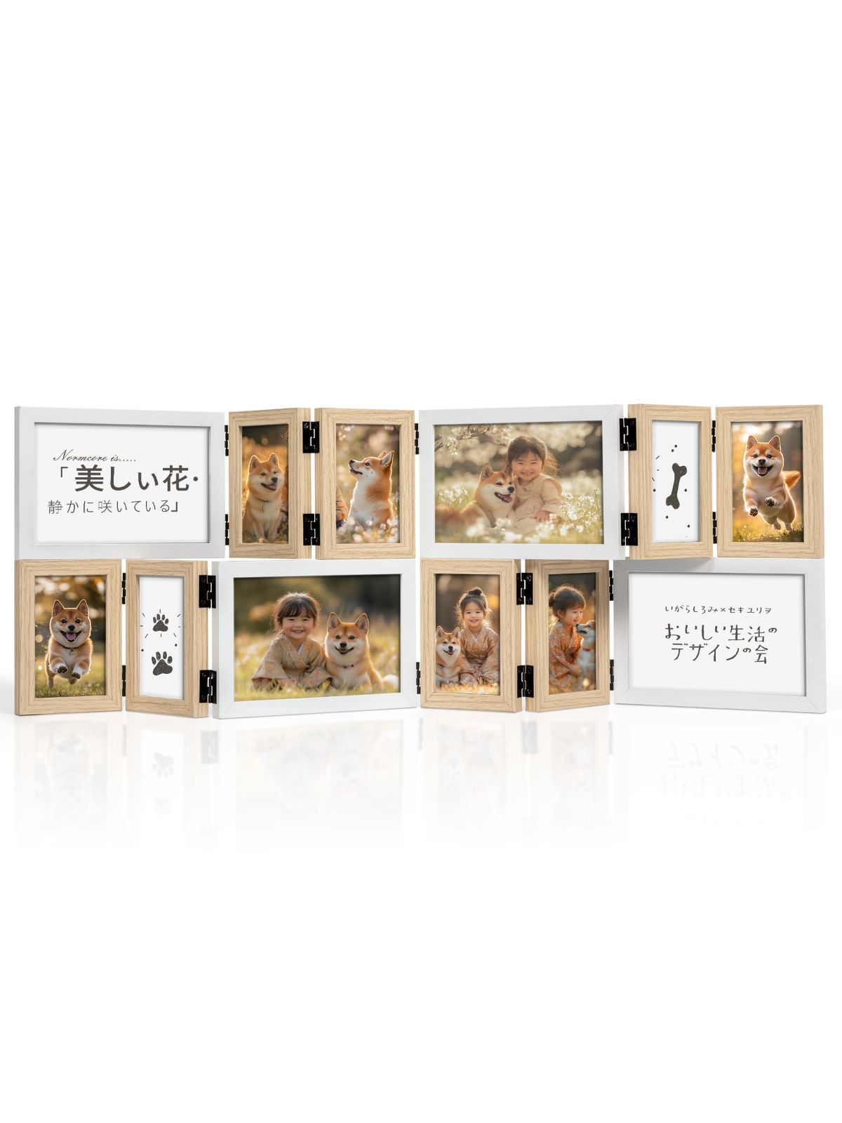 【人気商品】4個10x15cm) 12個パック(8個6.5x10cm 壁装飾 多面 大切な家族の思い出に KG ハガキ 写真立て 卓上・壁掛け兼用 フォトフレーム 複数枚 ポストカード 折りたたみ式 ヒンジ付き フレーム