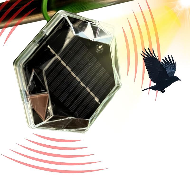 ISOTRONIC カラスよけ 鳩よけ 鳥よけ 超音波撃退器 超音波 フラッシュライトで撃退 ソーラー充電 吊るせる 有効範囲150m2 0