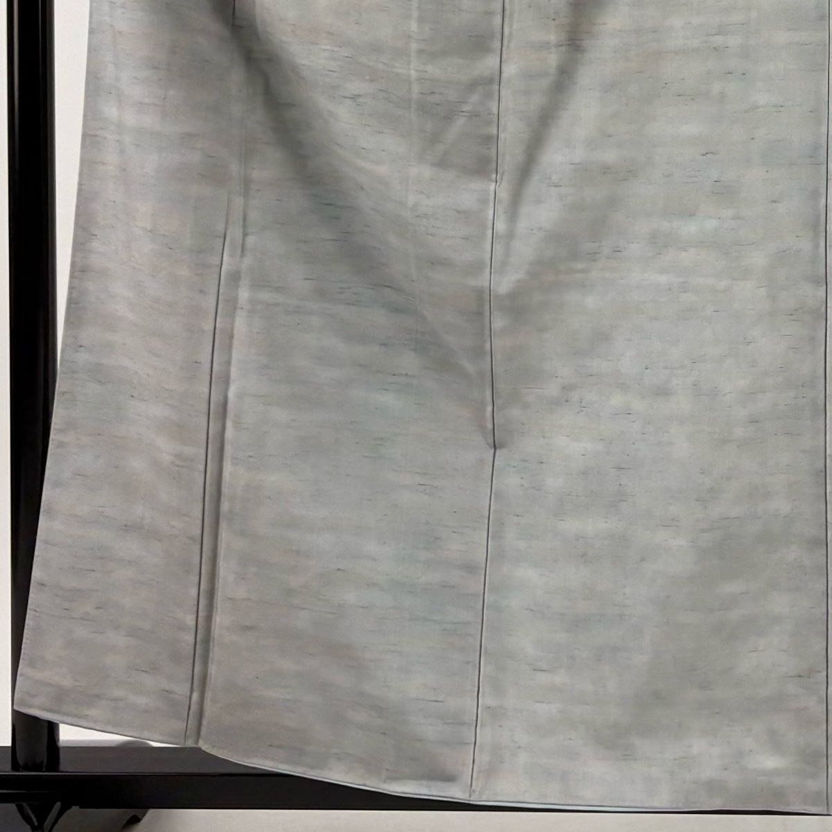 小紋 身丈160cm 裄丈64cm M 袷 牛首紬地 落款 霞 ぼかし 青灰色 正絹 一つ紋