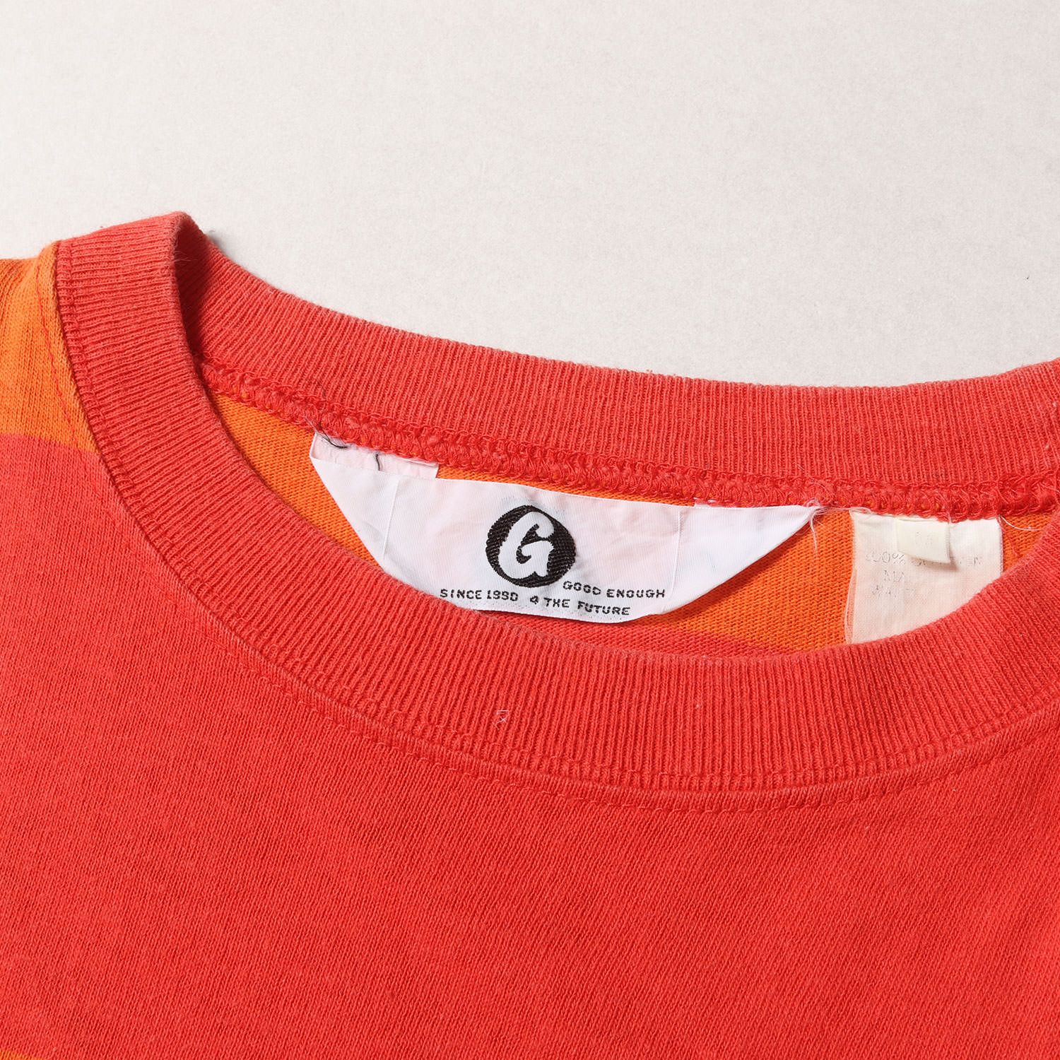 GOOD ENOUGH グッドイナフ Tシャツ サイズ:M Gプリント ワイドボーダー クルーネック コットン 97年 オレンジ レッド トップス  カットソー 半袖 ストリート ブランド カジュアル