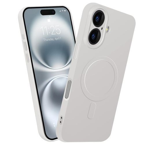 MiaoKeDaiPhone16MagSafe対応シリコンケースイフォン16マグネット搭載ワイヤレス充電スマホケース耐衝撃全面保護ストラップホールバンパーいpほね16人気薄型いphoneカバーオフホワイト
