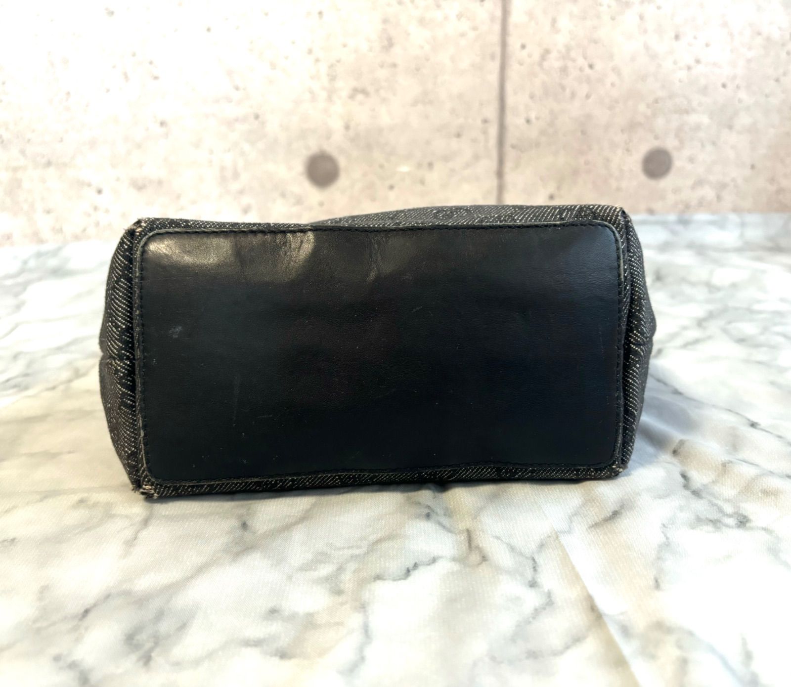 グッチGUCCI ミニトートバッグ 31244 001998 GGキャンバス レザー ブラック GG柄 ハンドバッグ 現状品