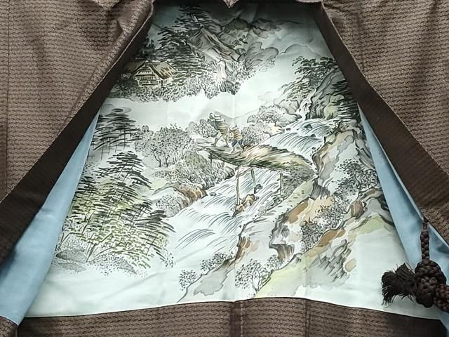 平和屋着物○男性 お召 アンサンブル 吉祥文 正絹 逸品 CAAS8507vf